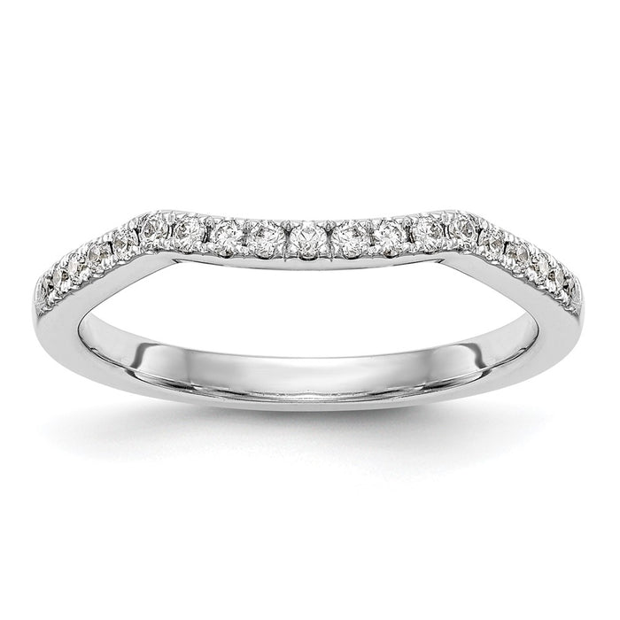 Buy Designer 14K White Gold 1/4 Carat Diamond Contoured Wedding Band - Luxury Style-1