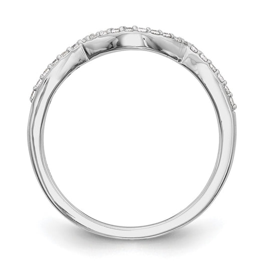 Buy Stylish 14K White Gold Contoured Wedding Band with 1/8 Carat Diamonds
