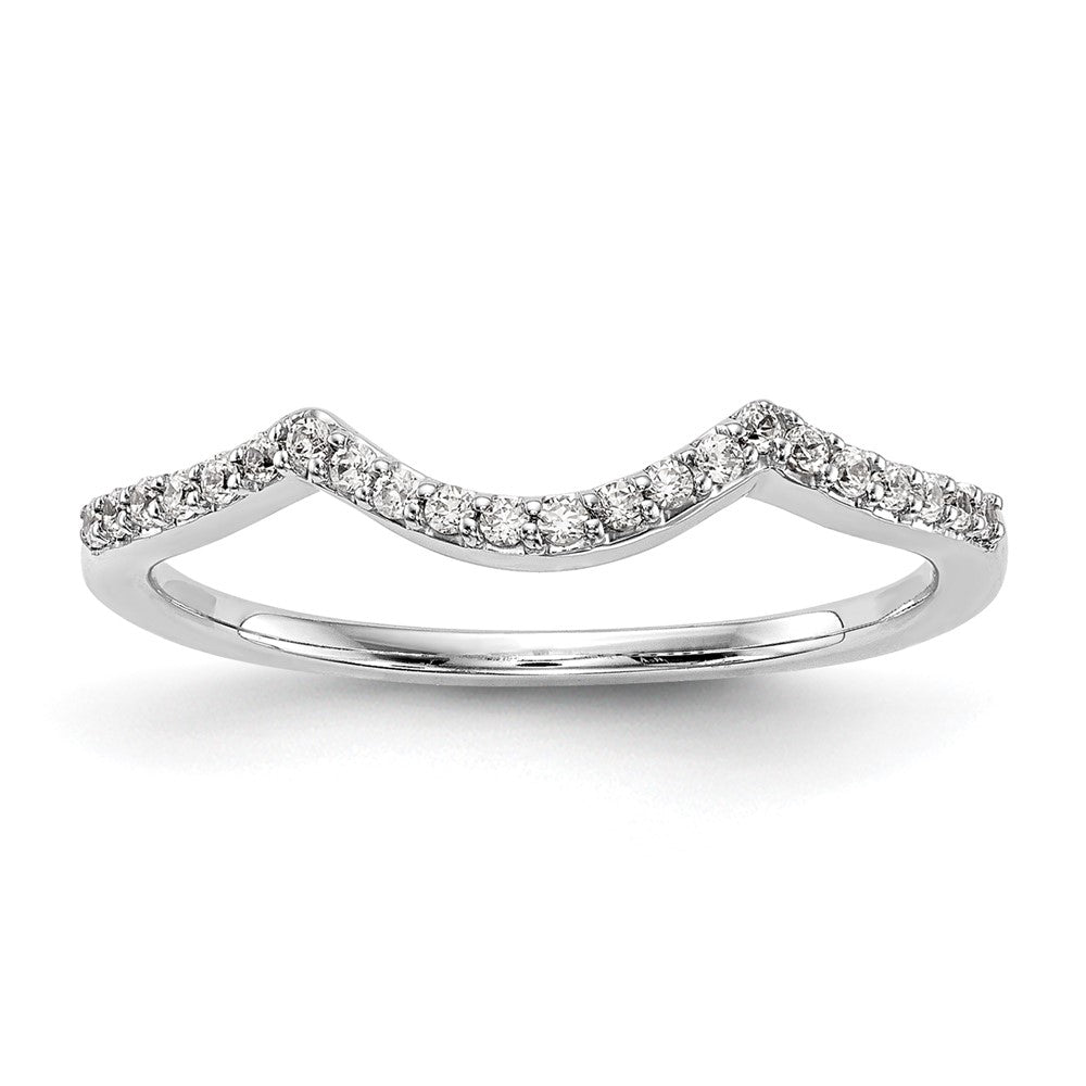 Buy Stylish 14K White Gold Contoured Wedding Band with 1/8 Carat Diamonds