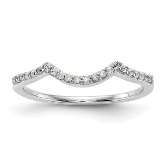 Buy Stylish 14K White Gold Contoured Wedding Band with 1/8 Carat Diamonds