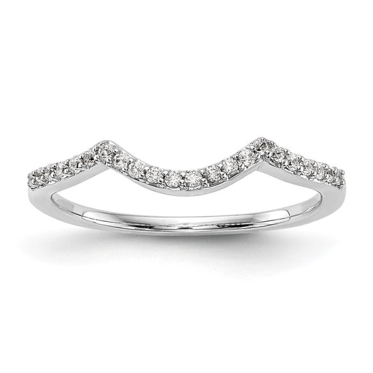 Buy Stylish 14K White Gold Contoured Wedding Band with 1/8 Carat Diamonds