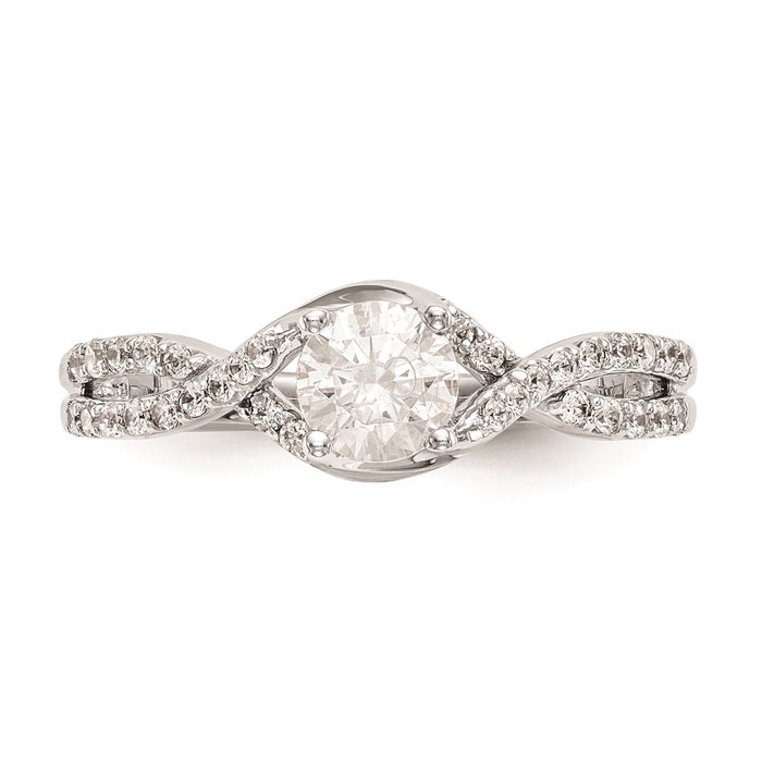 Buy Stylish 14K White Gold Round Criss-Cross Engagement Ring Setting - 0.85mm-4