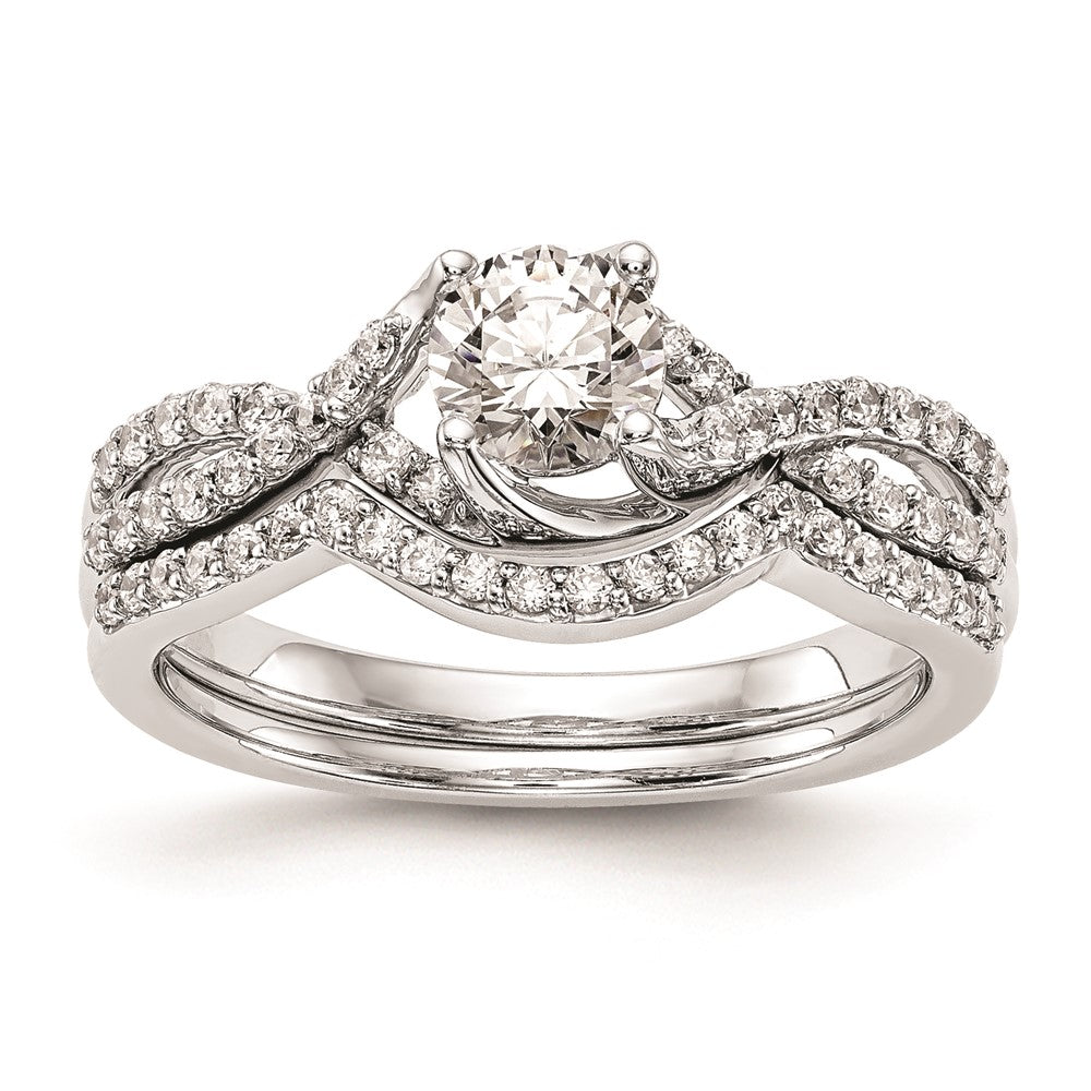 Buy Stylish 14K White Gold Round Criss-Cross Engagement Ring Setting - 0.85mm