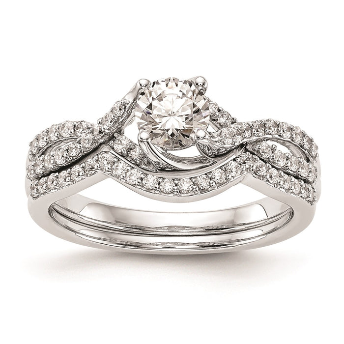 Buy Stylish 14K White Gold Round Criss-Cross Engagement Ring Setting - 0.85mm-7