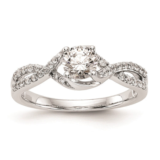 Buy Stylish 14K White Gold Round Criss-Cross Engagement Ring Setting - 0.85mm