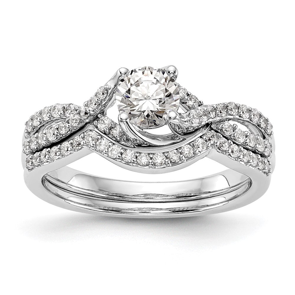 Buy Exclusive 14K White Gold Criss-Cross Semi-Mount Ring - 1/2 Carat Center