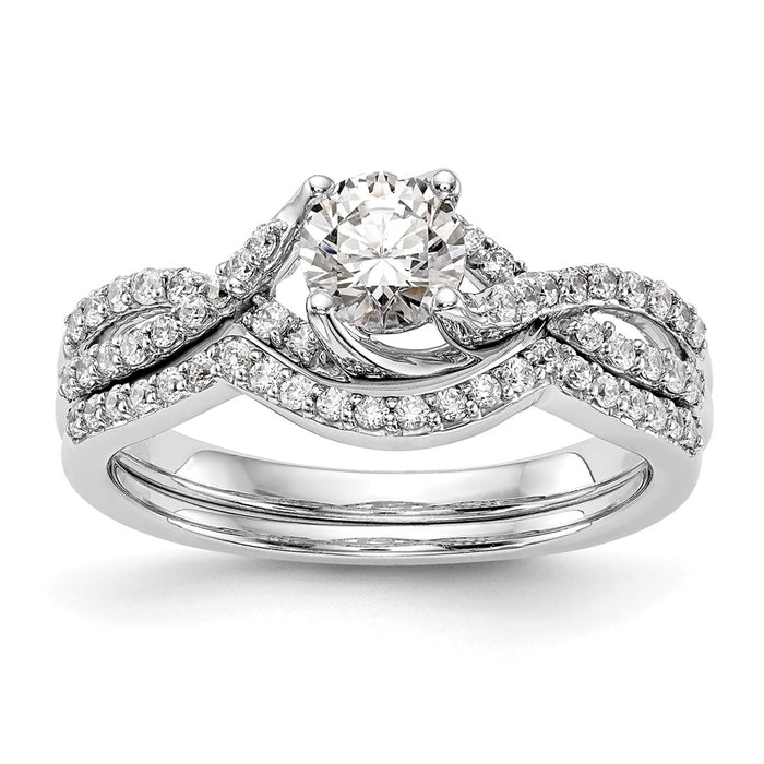 Buy Exclusive 14K White Gold Criss-Cross Semi-Mount Ring - 1/2 Carat Center-7