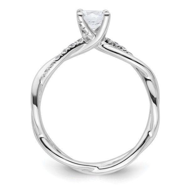 14K White Gold Criss-Cross Engagement Ring with 1/2 Carat Center