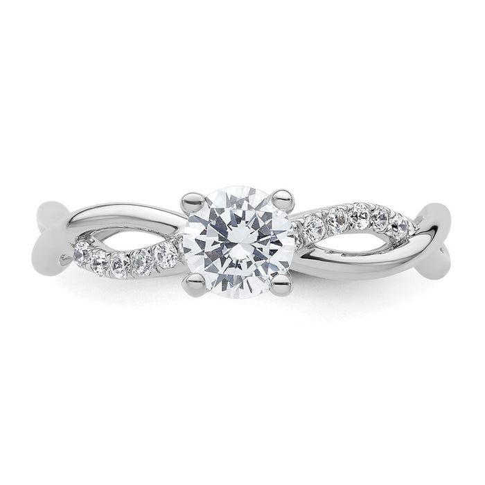 Buy Stylish 14K White Gold Criss-Cross Engagement Ring with 1/2 Carat Center-4