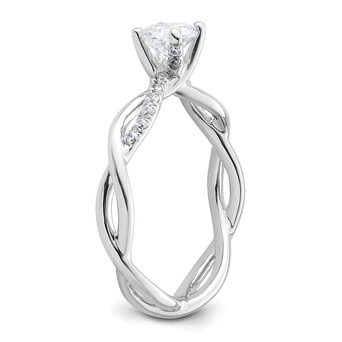 Buy Stylish 14K White Gold Criss-Cross Engagement Ring with 1/2 Carat Center-6