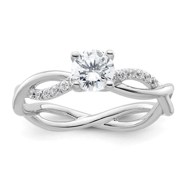 14K White Gold Criss-Cross Engagement Ring with 1/2 Carat Center
