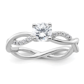 Buy Stylish 14K White Gold Criss-Cross Engagement Ring with 1/2 Carat Center