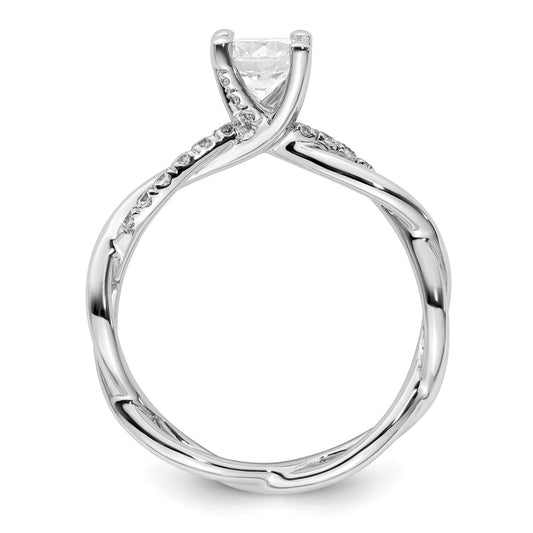 Exclusive 14K White Gold Criss-Cross Engagement Ring, 3/4 Carat & Stylish Accents