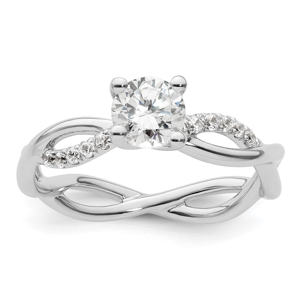 Exclusive 14K White Gold Criss-Cross Engagement Ring, 3/4 Carat & Stylish Accents