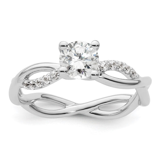 Exclusive 14K White Gold Criss-Cross Engagement Ring, 3/4 Carat & Stylish Accents