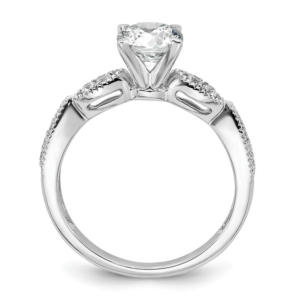 14K White Gold Criss-Cross Engagement Ring for 1 Carat Center