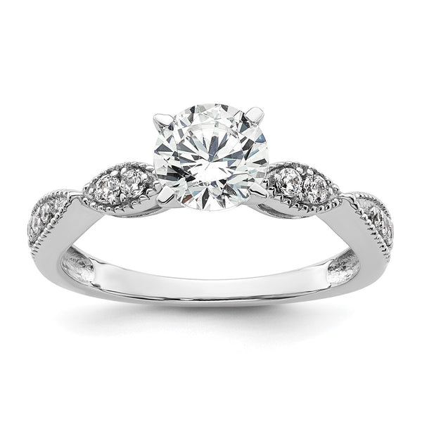 14K White Gold Criss-Cross Engagement Ring for 1 Carat Center