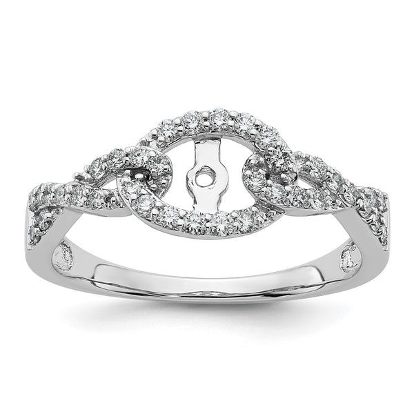 14K White Gold Criss-Cross Engagement Ring with 1/3 Carat Diamond