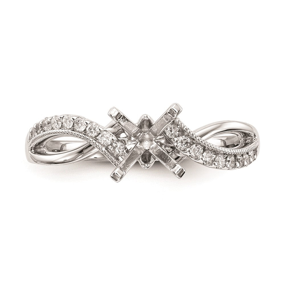 Exclusive 14K White Gold Criss-Cross Engagement Ring Setting - Stylish Design
