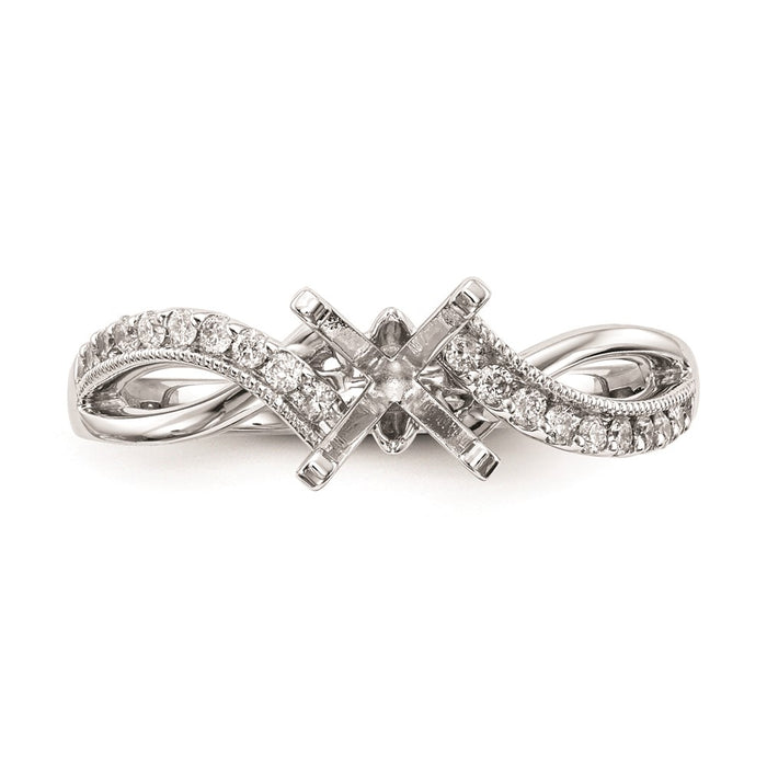 Exclusive 14K White Gold Criss-Cross Engagement Ring Setting - Stylish Design-4