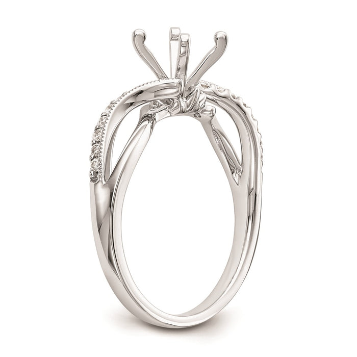 Exclusive 14K White Gold Criss-Cross Engagement Ring Setting - Stylish Design-6