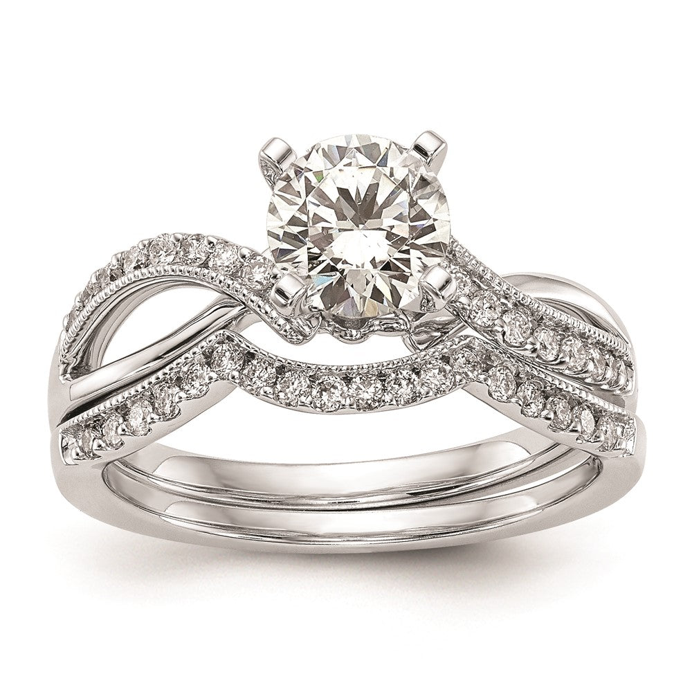 Exclusive 14K White Gold Criss-Cross Engagement Ring Setting - Stylish Design