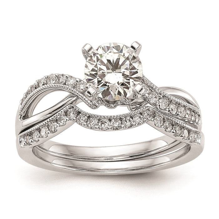 Exclusive 14K White Gold Criss-Cross Engagement Ring Setting - Stylish Design-7