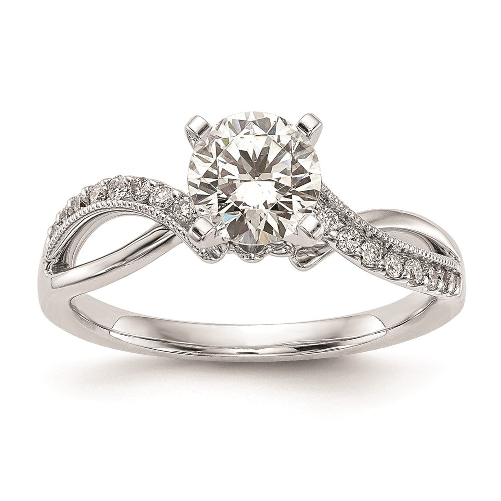 Exclusive 14K White Gold Criss-Cross Engagement Ring Setting - Stylish Design
