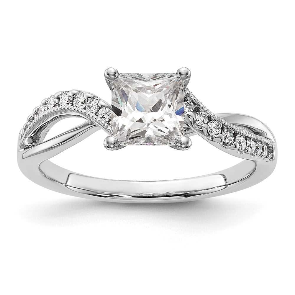 Exclusive 14K White Gold Criss-Cross Engagement Ring Setting - Stylish Design
