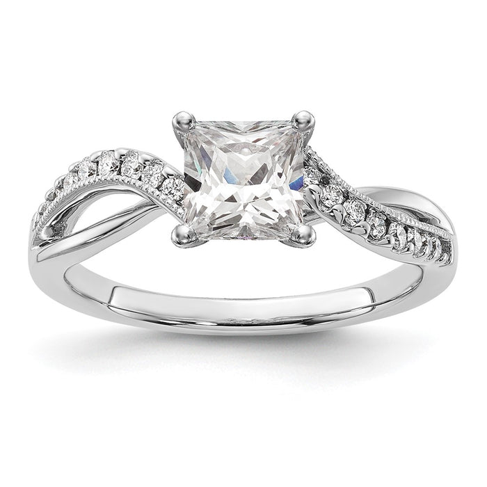 Exclusive 14K White Gold Criss-Cross Engagement Ring Setting - Stylish Design-9