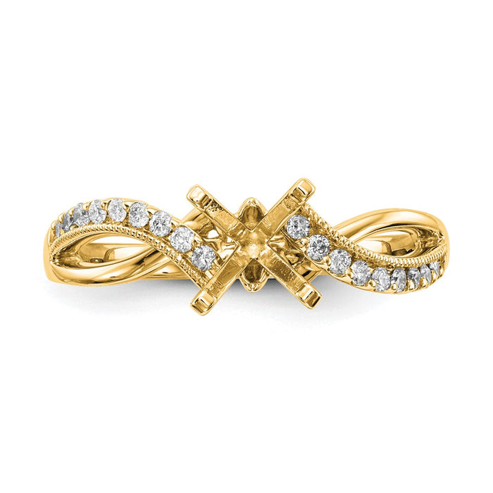 Buy 14K Gold Diamond Semi Criss-Cross Engagement Ring | Stylish Luxury Design-4