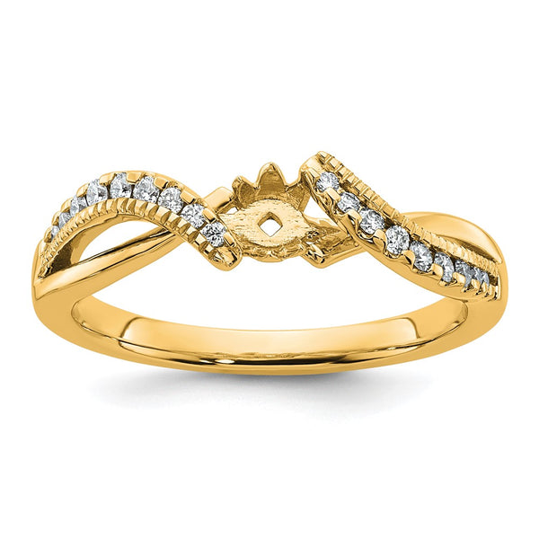 14K Gold Diamond Semi Criss-Cross Engagement Ring