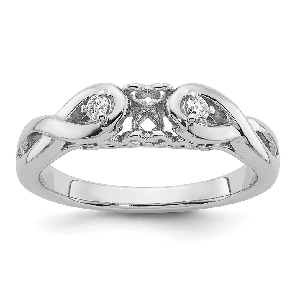 14K White Gold Infinity Engagement Ring, 1/20 Carat Diamond Semi-Mount