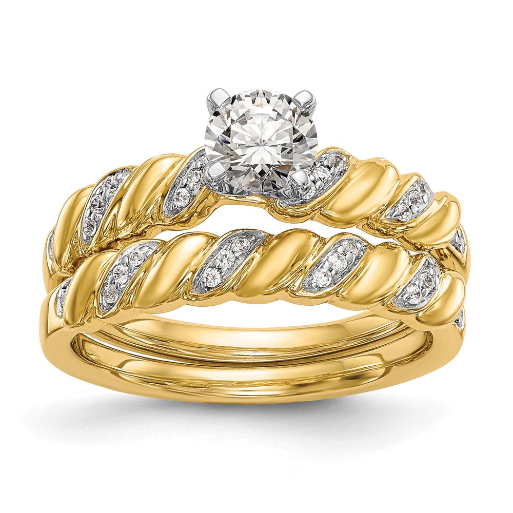 Buy 14K Gold Twist Peg Semi-Mount Engagement Ring with 1/20 Carat Diamond - Luxury Value