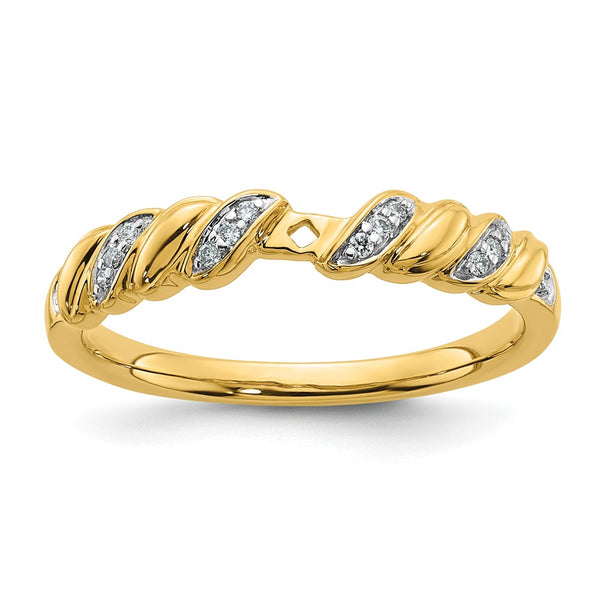 14K Gold Twist Peg Semi-Mount Engagement Ring with 1/20 Carat Diamond