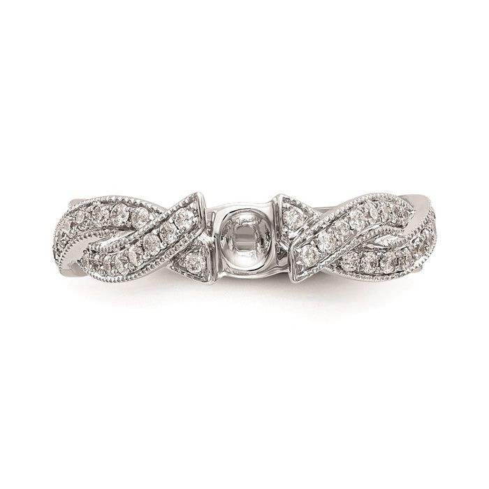 Exclusive 14K White Gold Criss-Cross Engagement Ring Setting - Stylish Design-4