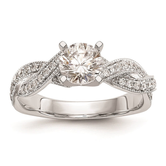 Exclusive 14K White Gold Criss-Cross Engagement Ring Setting - Stylish Design