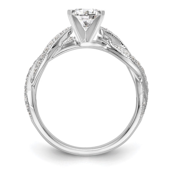 14K White Gold Criss-Cross Engagement Ring, 3/8 Carat Diamond Setting