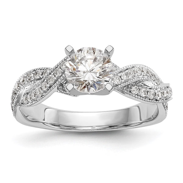 14K White Gold Criss-Cross Engagement Ring, 3/8 Carat Diamond Setting