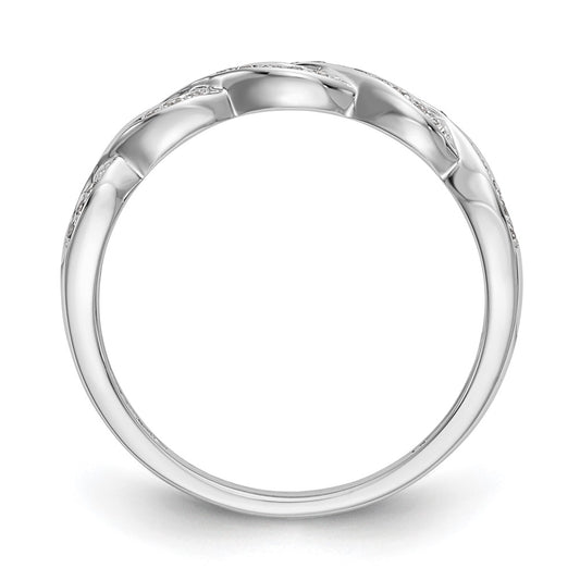 Exclusive 14K White Gold Criss-Cross Diamond Wedding Band, 1/8 Carat Value