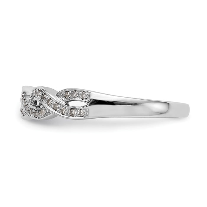 Exclusive 14K White Gold Criss-Cross Diamond Wedding Band, 1/8 Carat Value-3