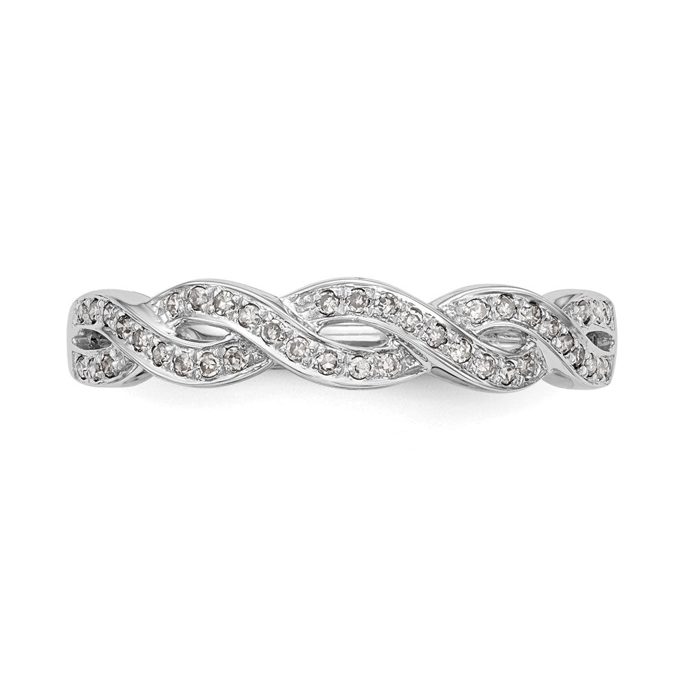 Exclusive 14K White Gold Criss-Cross Diamond Wedding Band, 1/8 Carat Value