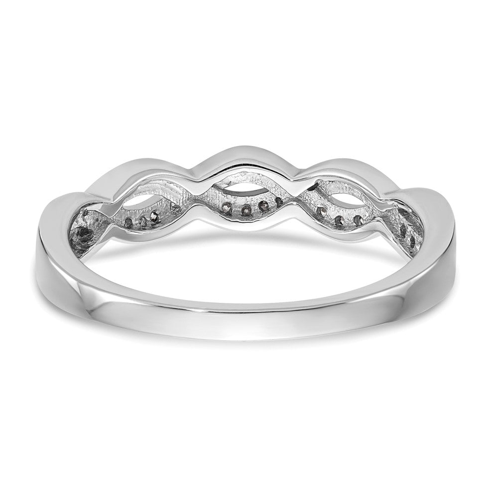 Exclusive 14K White Gold Criss-Cross Diamond Wedding Band, 1/8 Carat Value