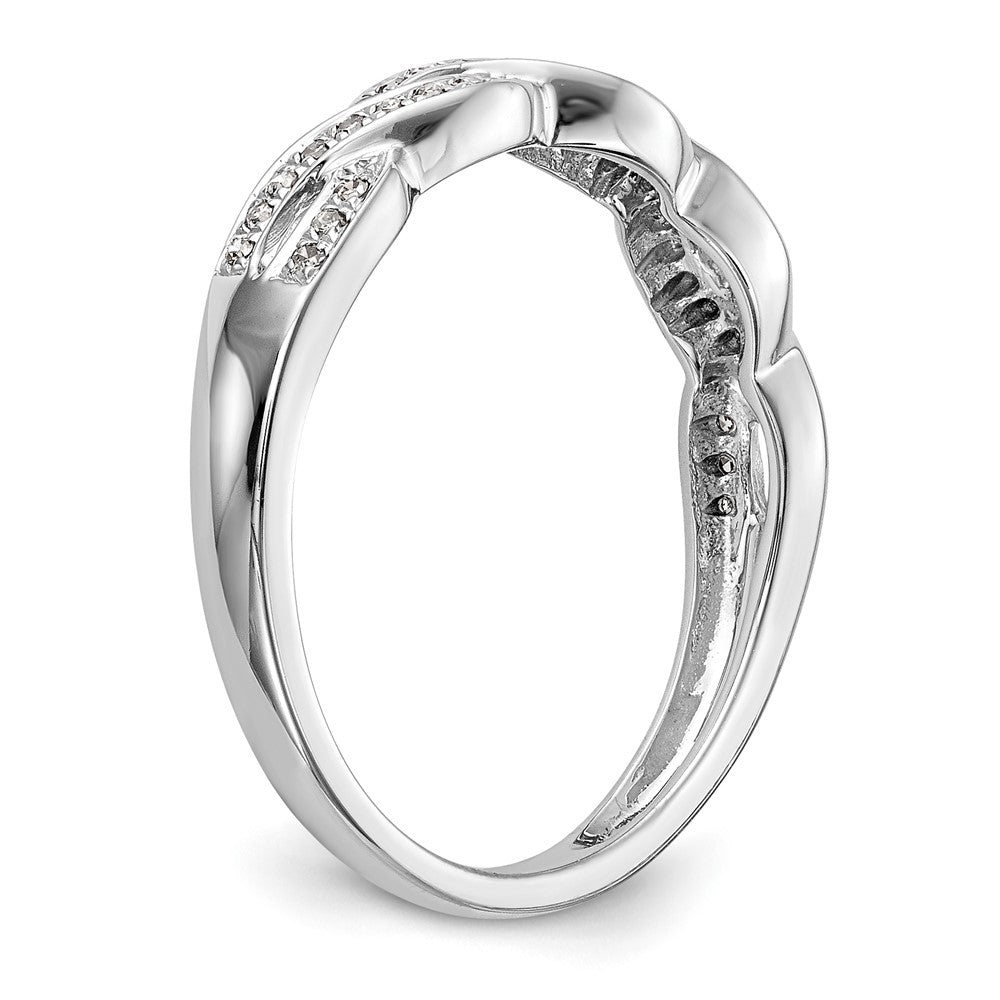 Exclusive 14K White Gold Criss-Cross Diamond Wedding Band, 1/8 Carat Value