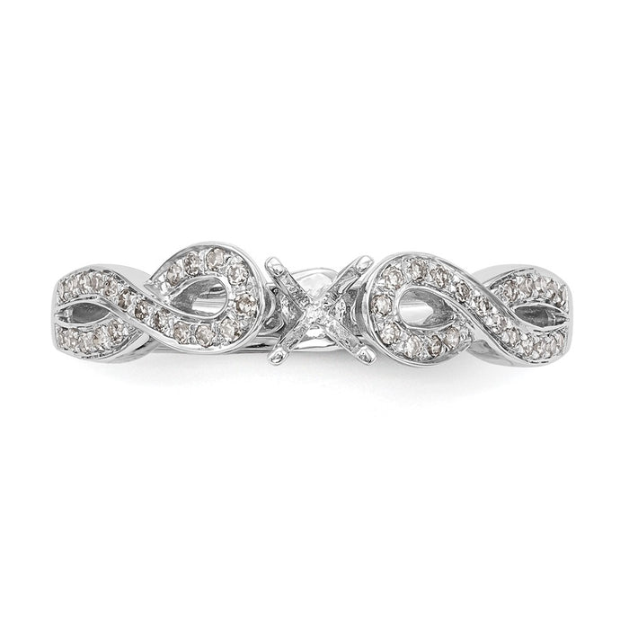Buy Stylish 14K White Gold Criss-Cross Engagement Ring with 1/8 Carat Diamond-4