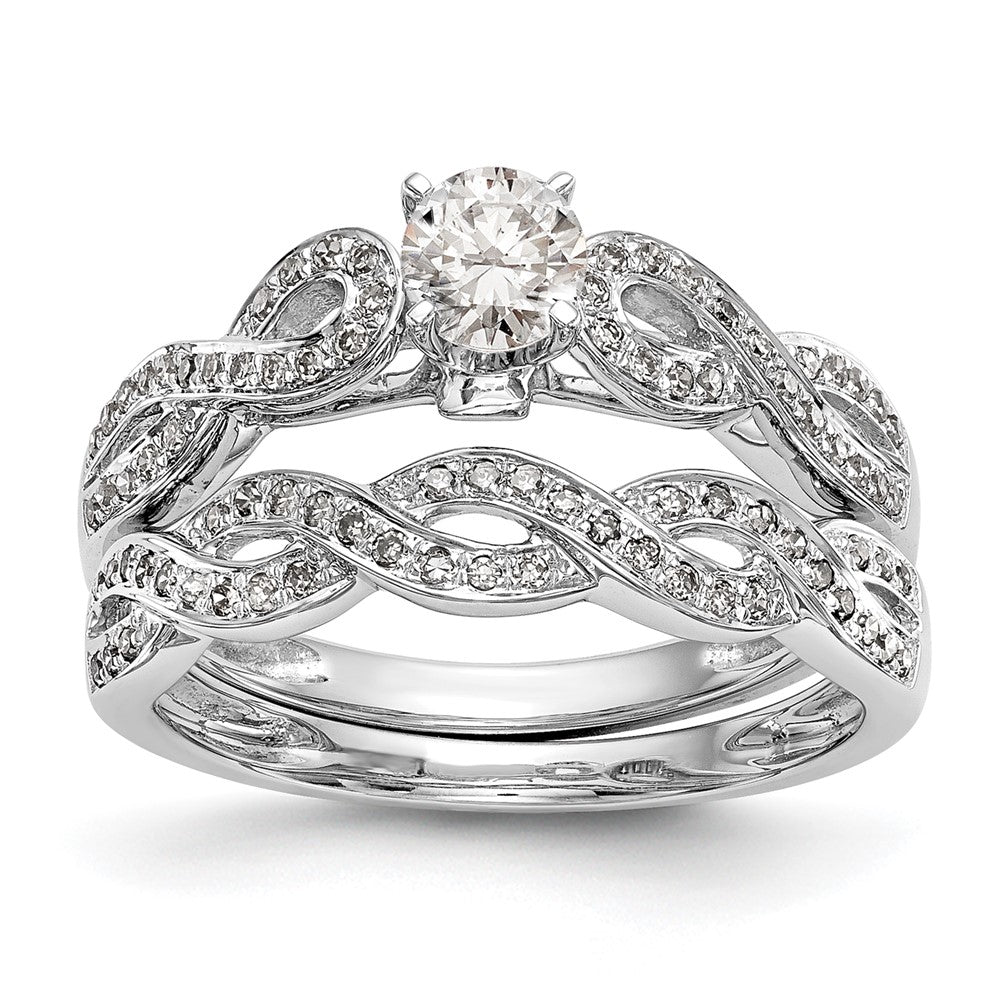 Buy Stylish 14K White Gold Criss-Cross Engagement Ring with 1/8 Carat Diamond