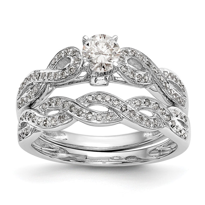 Buy Stylish 14K White Gold Criss-Cross Engagement Ring with 1/8 Carat Diamond-7