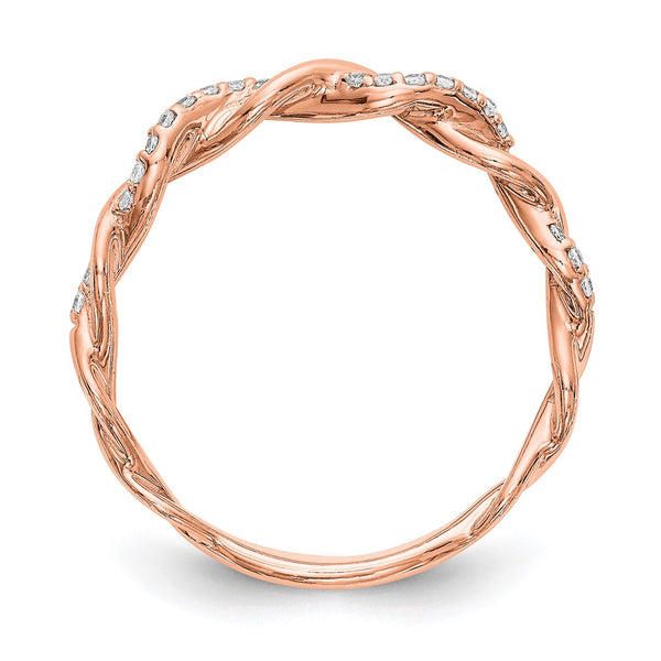 14K Rose Gold Criss-Cross Diamond Wedding Band, 1/8 CT