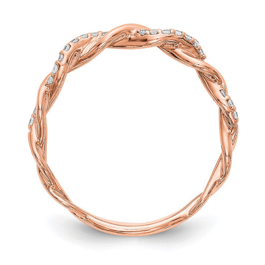 Buy Exclusive 14K Rose Gold Criss-Cross Diamond Wedding Band, 1/8 CT