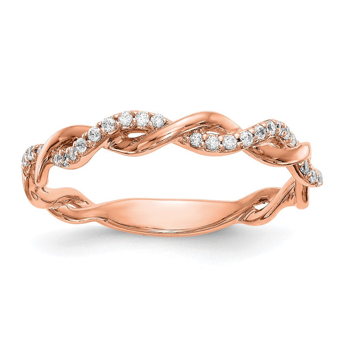 Buy Exclusive 14K Rose Gold Criss-Cross Diamond Wedding Band, 1/8 CT-1